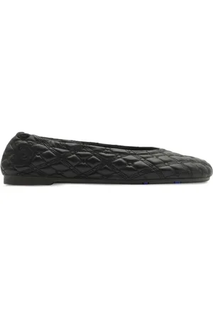Burberry Sko, Dame, Sort, 36 EU, Læder, Quilted Equestrian Knight Ballerina Sko