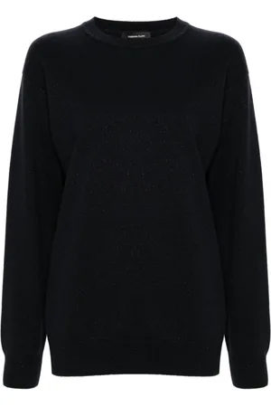 Fabiana Filippi Strik, Dame, Sort, L, Uld, Basic Navy Jersey Top