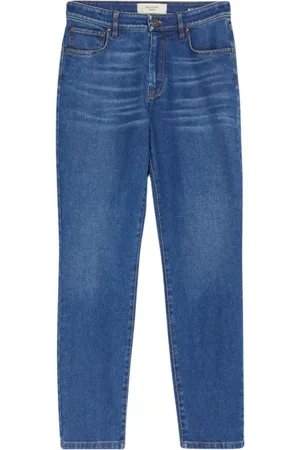 Max Mara Jeans, Dame, Blå, M, Bomuld, Straight Jeans