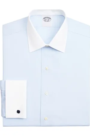 Brooks Brothers Skjorte, Herre, Blå, L, Bomuld, Lyseblå Slim Fit Strygefri Stretch Supima Bomulds Oxford Skjorte med Ainsley Krave