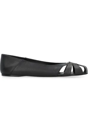 Salvatore Ferragamo Sko, Dame, Sort, 39 1/2 EU, Læder, Cut-Out Læder Ballerina Sko