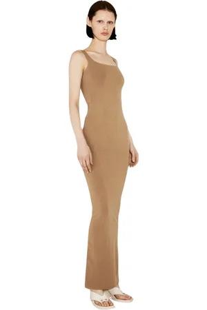 Entire Studios Kjole, Dame, Brun, S, Bomuld, Square Neck Maxi Kjole