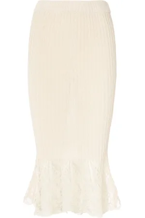 Ganni Nederdel, Dame, , XS, Bomuld, Bomuldsblonde Midi Nederdel