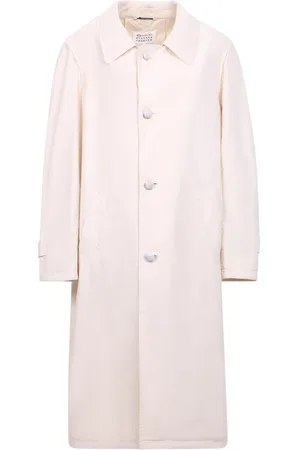 Maison Margiela Frakke, Dame, Hvid, XS, Enkeltknappet Midi Frakke