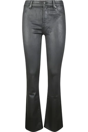 7 for all Mankind Jeans, Dame, Sort, W26, Denim, Bootcut Coated Slim Illusion Flared Jeans