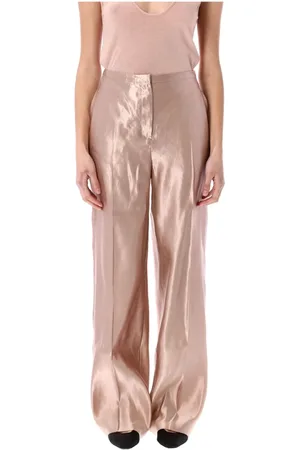 Loulou Studio Bukser, Dame, Lyserød, S, Petal Wide Leg Linen-Silk Bukser