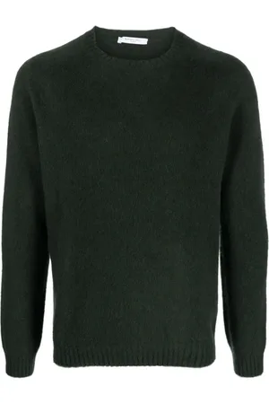 Boglioli Strik, Herre, Grøn, 2XL, Uld, Grøn Uld-Cashmere Sweater