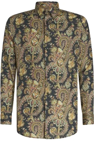 Etro Skjorte, Herre, Flerfarvet, M, Bomuld, Paisley-Print Bomuldsskjorte