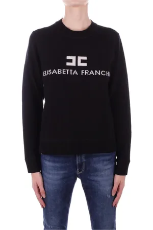 Elisabetta Franchi Strik, Dame, Sort, L, Uld, Broderet Logo Sweater