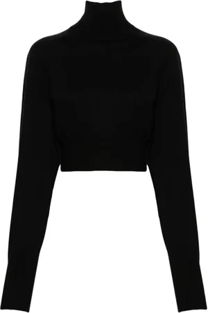 Sportmax Strik, Dame, Sort, M, Uld, Uldstrikket turtleneck sweater