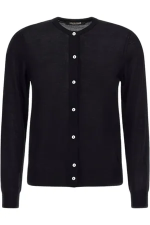Roberto Cavalli Strik, Dame, Sort, S, Uld, Sort Cardigan Lavet i Italien