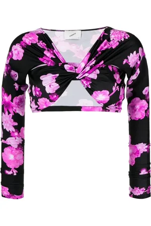 COPERNI Bluser & Skjorter, Dame, Sort, M, Blomstret Cropped Top
