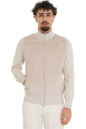 Gran Sasso Sweathshirts & Hoodies, Herre, , M, Bomuld, Bimateriale Fret-Worked Lynlås Jakke