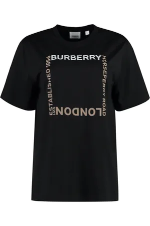 Burberry Top, Dame, Sort, 2XS, Bomuld, Ribstrikket bomulds T-shirt