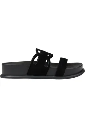Liu Jo Sko, Dame, Sort, 39 EU, Læder, Læder Slide Slippers med Rem