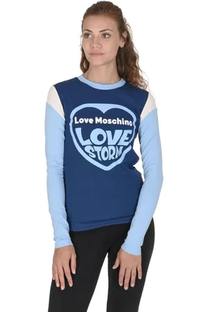 Moschino Top, Dame, Blå, L, Bomuld, Farverig Bomulds T-shirt