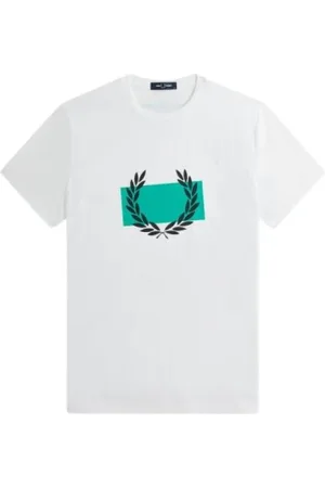 Fred Perry Top, Herre, Hvid, M, Bomuld, Stamped Laurel Wreath Hvid T-shirt