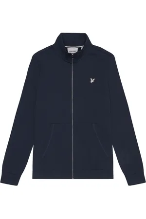 Lyle & Scott Sweathshirts & Hoodies, Herre, Blå, S, Bomuld, Diagonalvævet French Terry Zip Through