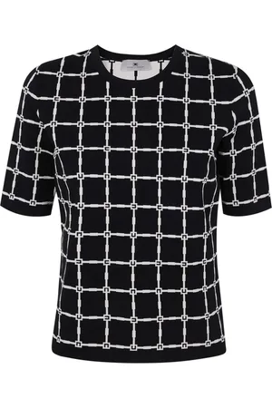 Elisabetta Franchi Top, Dame, Sort, XS, Sortærmet T-shirt med rund hals