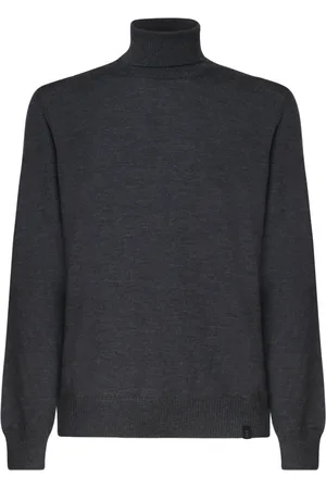 FAY Strik, Herre, Grå, 3XL, Uld, Turtleneck Sweater