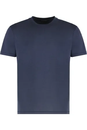 Tom Ford Top, Herre, Blå, L, Bomuld, Ribbet Crew-neck T-shirt