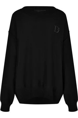 Dsquared2 Strik, Dame, Sort, M, Uld, Statement Logo Striktrøje