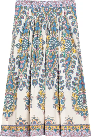 Etro Nederdel, Dame, Flerfarvet, M, Bomuld, Flared Midi Nederdel