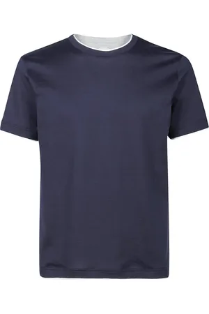 ELEVENTY Top, Herre, Blå, M, Bomuld, Bomulds Jersey Crewneck T-shirt
