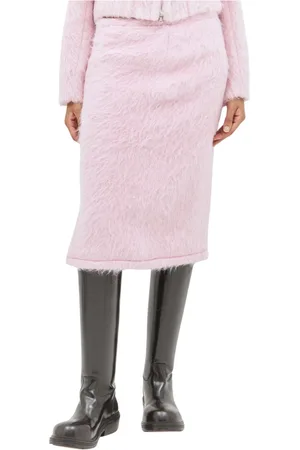 DRIES VAN NOTEN Nederdel, Dame, Lyserød, M, Uld, Fluffy Wool Blend Midi Skirt