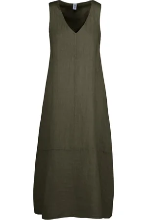 Bomboogie Kjole, Dame, Grøn, M, Linen A-line Maxi Kjole