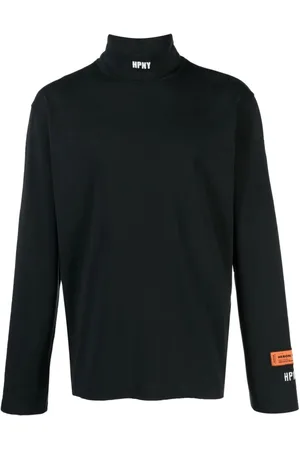 Heron Preston Top, Herre, Sort, XL, Bomuld, Casual Sort Langærmet Rullekrave T-shirt