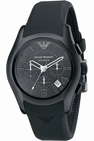 Emporio Armani Tilbehør, Herre, Sort, ONE SIZE, Keramisk Sort Ur Kvarts