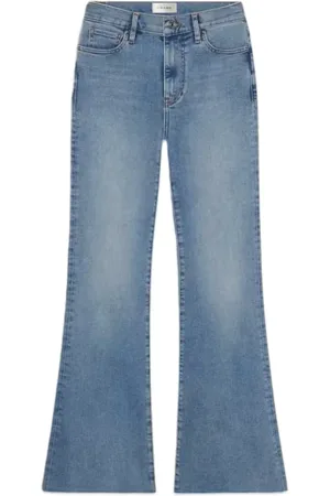 Frame Jeans, Dame, Blå, W31, Bomuld, Ikoniske flared jeans med brune syninger