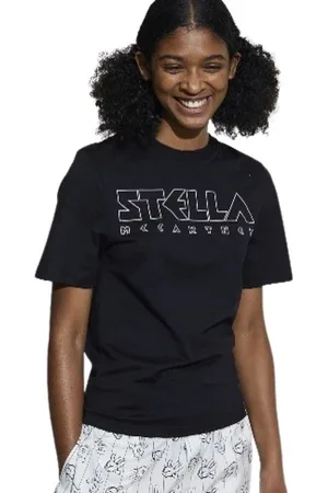 Stella McCartney Top, Dame, Sort, S, Bomuld, Sort T-shirt med logo print