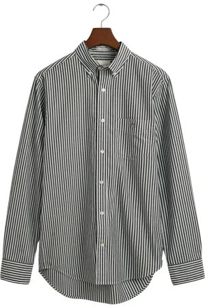 GANT Skjorte, Herre, Sort, M, Bomuld, Regular Fit Stribet Skjorte