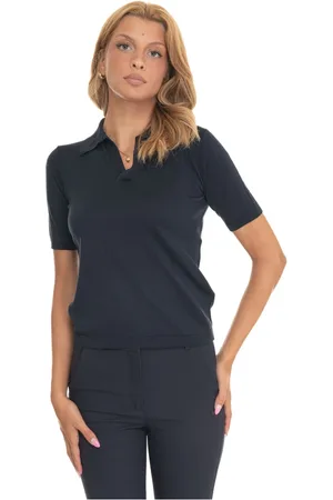 Max Mara Top, Dame, Blå, XL, Klassisk Polo Shirt