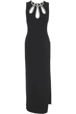 Guess Kjole, Dame, Sort, 2XL, Polyester, Lang Sort Kjole med Rhinsten Dekorationer