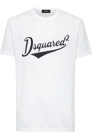 Dsquared2 Top, Herre, Hvid, XL, Bomuld, Bomulds T-shirt med Print og Rund Hals