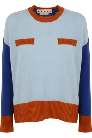 Marni Strik, Dame, Blå, XS, Uld, Cloud Rundhalset Sweater