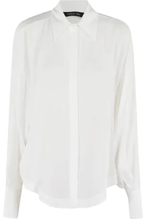 FEDERICA TOSI Bluser & Skjorter, Dame, Hvid, S, Uld, Hvid Crepe de Chine Skjorte