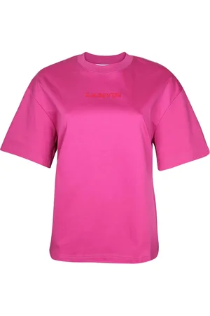 Lanvin Top, Dame, Lyserød, S, Bomuld, Fuchsia Bomulds Oversized Crew Neck T-shirt