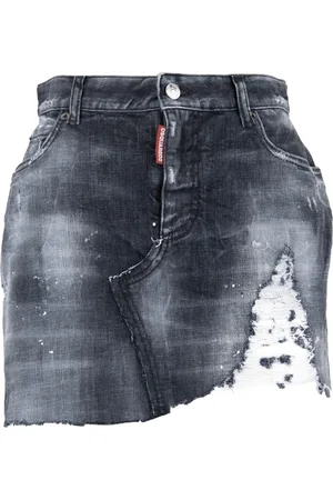 Dsquared2 Nederdel, Dame, Grå, XS, Bomuld, Zipper Button Skirt med Lommer
