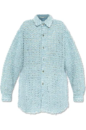 Stella McCartney Bluser & Skjorter, Dame, Blå, XS, Bomuld, Lace Oversize Skjorte