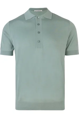 Paolo Pecora Top, Herre, Grøn, L, Bomuld, Grøn Silke Bomuld T-shirt Polo