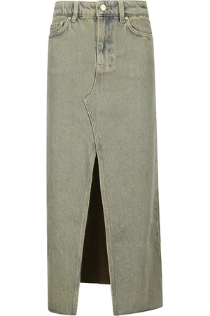 Ganni Nederdel, Dame, Brun, S, Denim, Overdyed Heavy Denim Maxi Skirt