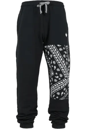 MARCELO BURLON Bukser, Herre, Sort, M, Bomuld, Sport Bomuldsbukser med Bandana Print