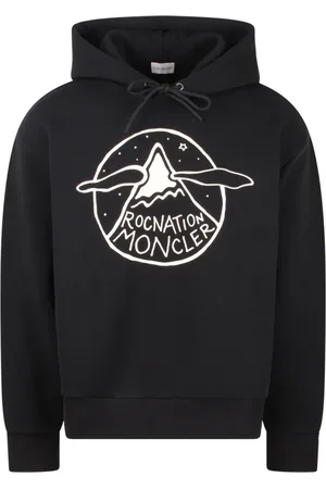 Moncler Sweathshirts & Hoodies, Herre, Sort, L, Bomuld, Hoodie med logo print