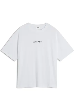 Maison Kitsuné Top, Herre, Hvid, M, Bomuld, Broderet Logo T-shirt