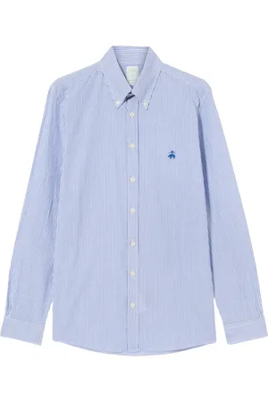Brooks Brothers Skjorte, Herre, Blå, M, Bomuld, Slim Fit Stribet Seersucker Button Down Skjorte