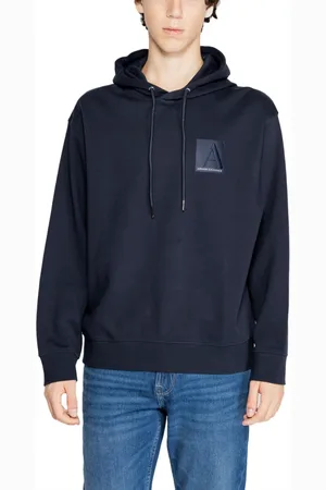 Emporio Armani Sweathshirts & Hoodies, Herre, Blå, XL, Bomuld, Blå Logo Hættetrøje
